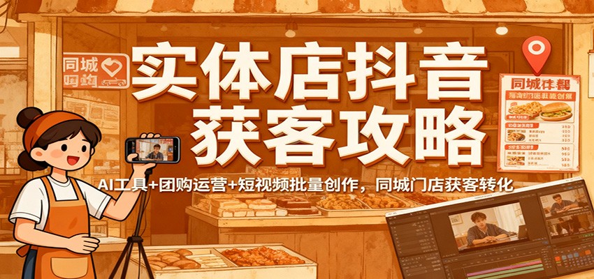 实体店抖音获客攻略:AI工具+团购运营+短视频批量创作,同城门店获客转化-摇钱树